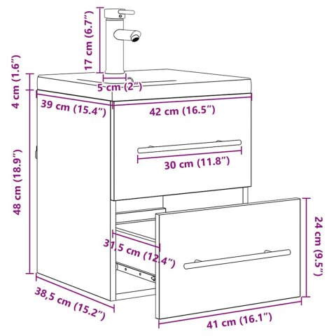 VidaXL Kúpeľňová skrinka pod umývadlo Staré drevo 41 x 38,5 x 48 cm