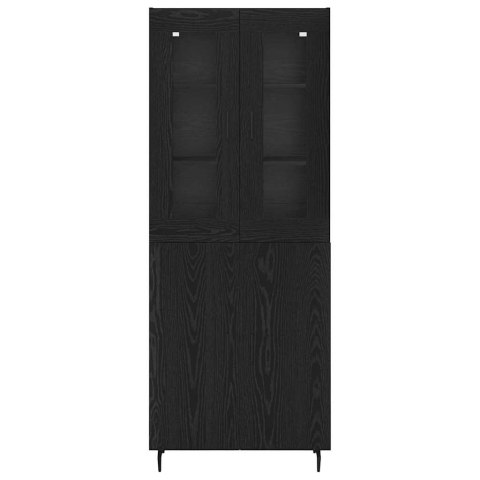 VidaXL Highboard 2 pcs Čierny dub Drevovláknitá doska a sklo