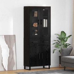 VidaXL Highboard 2 pcs Čierny dub Drevovláknitá doska a sklo