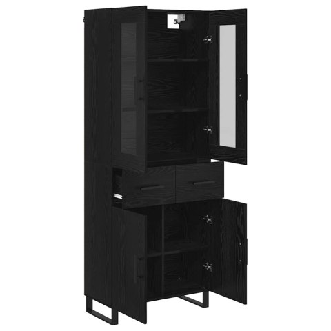 VidaXL Highboard 2 pcs Čierny dub Drevovláknitá doska a sklo