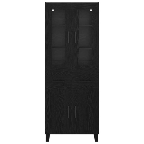 VidaXL Highboard 2 pcs Čierny dub Drevovláknitá doska a sklo