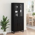VidaXL Highboard 2 pcs Čierny dub Drevovláknitá doska a sklo