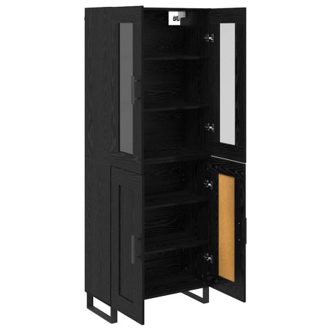 VidaXL Highboard 2 pcs Čierny dub Drevovláknitá doska a sklo