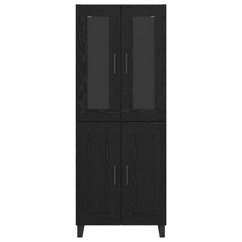 VidaXL Highboard 2 pcs Čierny dub Drevovláknitá doska a sklo