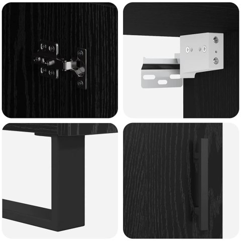 VidaXL Highboard 2 pcs Čierny dub Drevovláknitá doska a sklo