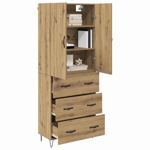 VidaXL Highboard 2 pcs Remeselný dub Konštrukčné drevo a sklo