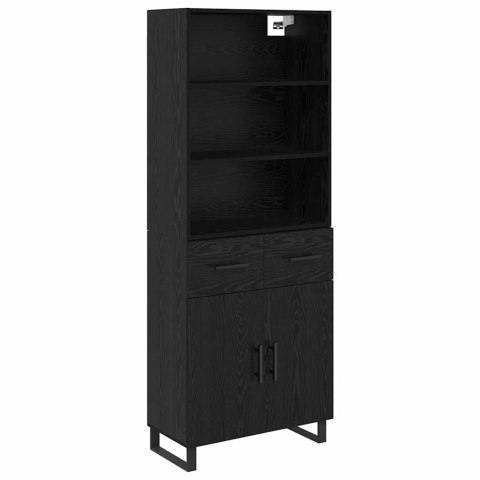 VidaXL Highboard Čierny dub 69,5 x 34 x 180 cm Kompozitné drevo