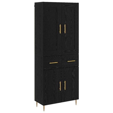 VidaXL Highboard Čierny dub 69,5 x 34 x 180 cm Kompozitné drevo