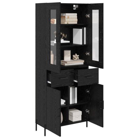 VidaXL Highboard Čierny dub 69,5 x 34 x 180 cm Kompozitné drevo