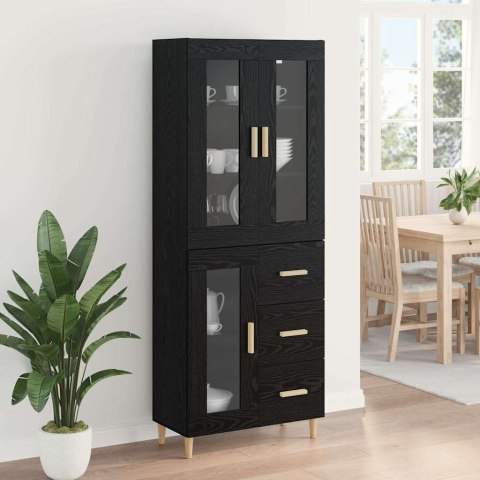 VidaXL Highboard Čierny dub 69,5 x 34 x 180 cm Kompozitné drevo