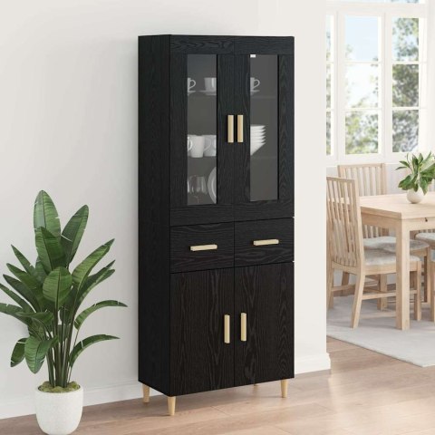 VidaXL Highboard Čierny dub 69,5 x 34 x 180 cm Kompozitné drevo