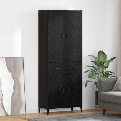 VidaXL Highboard Čierny dub 69,5 x 34 x 180 cm Kompozitné drevo