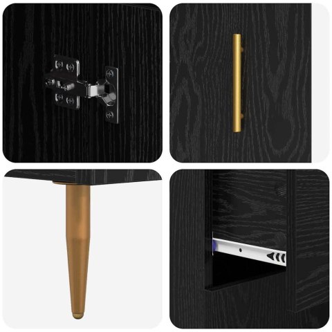 VidaXL Highboard Čierny dub 69,5 x 34 x 180 cm Kompozitné drevo