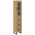 VidaXL Highboard Remeselný dub 34,5 x 34 x 180 cm Kompozitné drevo