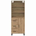 VidaXL Highboard Remeselný dub 69,5 x 34 x 180 cm Kompozitné drevo