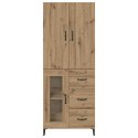 VidaXL Highboard Remeselný dub 69,5 x 34 x 180 cm Kompozitné drevo