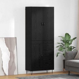 VidaXL Highboard so zásuvkou 2 pcs Čierny dub Konštrukčné drevo a sklo