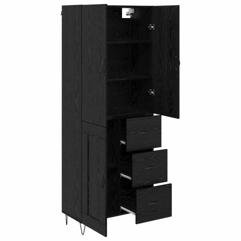 VidaXL Highboard so zásuvkou 2 pcs Čierny dub Konštrukčné drevo a sklo