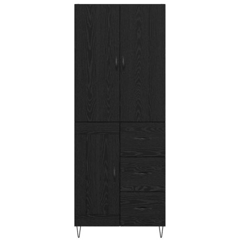 VidaXL Highboard so zásuvkou 2 pcs Čierny dub Konštrukčné drevo a sklo
