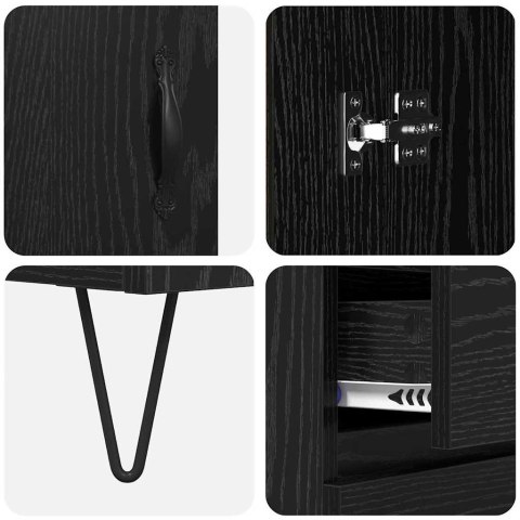 VidaXL Highboard so zásuvkou 2 pcs Čierny dub Konštrukčné drevo a sklo