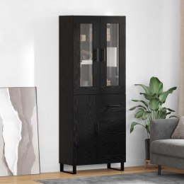 VidaXL Highboard 2 pcs Čierny dub Drevovláknitá doska a sklo