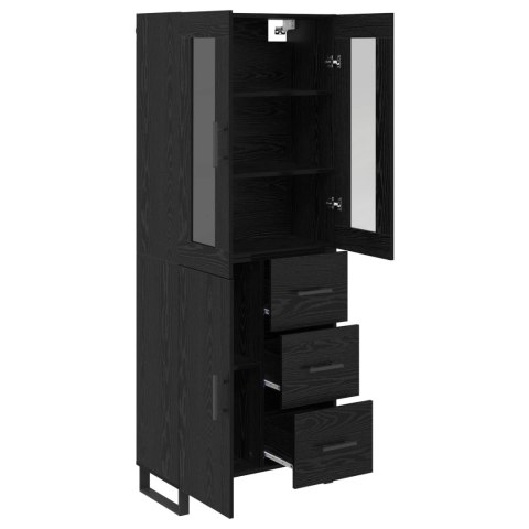 VidaXL Highboard 2 pcs Čierny dub Drevovláknitá doska a sklo