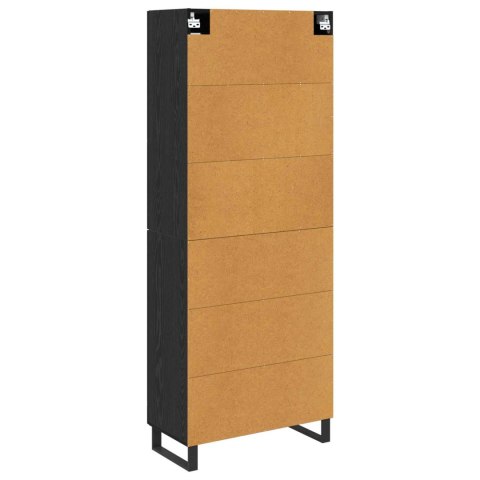 VidaXL Highboard 2 pcs Čierny dub Drevovláknitá doska a sklo