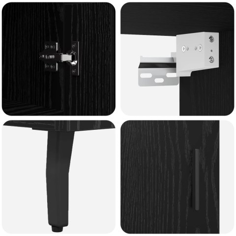 VidaXL Highboard 2 pcs Čierny dub Drevovláknitá doska a sklo