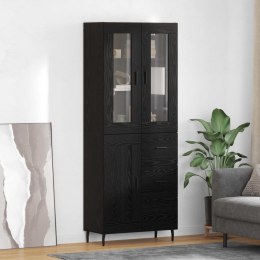 VidaXL Highboard 2 pcs Čierny dub Drevovláknitá doska a sklo