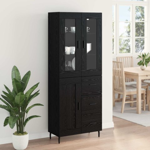 VidaXL Highboard 2 pcs Čierny dub Drevovláknitá doska a sklo