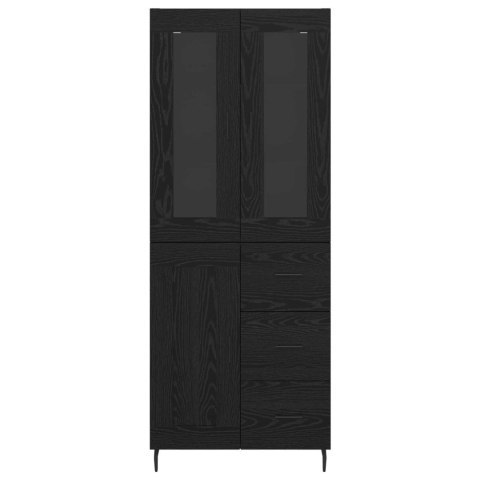 VidaXL Highboard 2 pcs Čierny dub Drevovláknitá doska a sklo