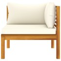  Moduł sofy narożnej z kremową poduszką, drewno akacjowe